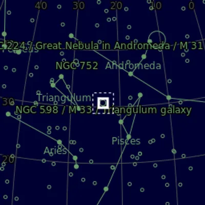 Sky map for M 33 Triangulum Galaxy
