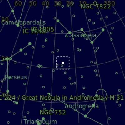 Sky map for M76 Little Dumbell