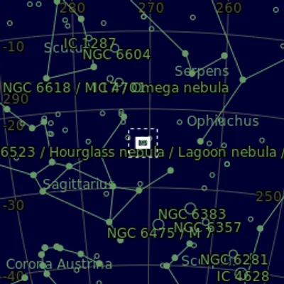 Sky map for M8 Lagoon Nebula