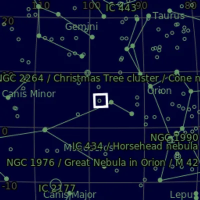 Sky map for NGC 2237 / C 49 Rosette Nebula