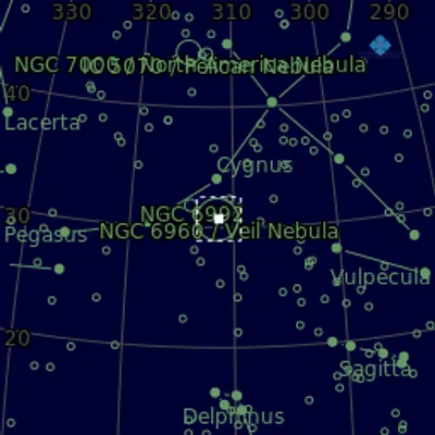 Sky map for NGC 6960 - (Inside) Western Veil Nebula