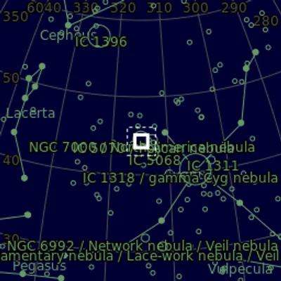 Sky map for NGC7000 - North America Nebula (H-alpha)